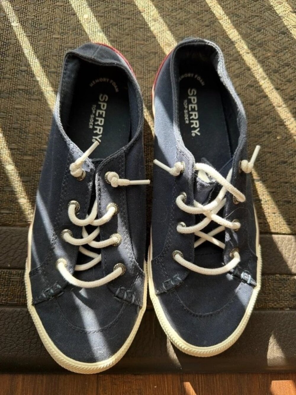 Sperry Womens Navy Blue Canvas Sneakers STS82496 US 7 UK 4.5 EU 37.5 Lace Up